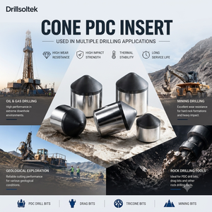 Inserts coniques <span class=keywords><strong>PDC</strong></span> personnalisés Drillsoltek à dents diamantées pour forets de dragage, forets à roche et applications de forage - Product Image 3