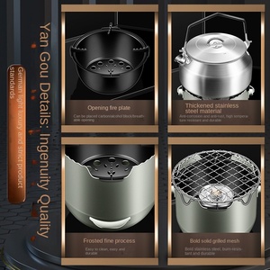 Réchaud <span class=keywords><strong>de</strong></span> <span class=keywords><strong>barbecue</strong></span> portable pliable coupe-vent en acier inoxydable antirouille, ensemble <span class=keywords><strong>de</strong></span> <span class=keywords><strong>barbecue</strong></span> multifonctionnel pour pique-nique en plein air - Product Image 4