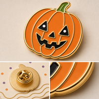 Broche mignonne Citrouille Souriante en émail souple, Bijou d'Halloween effrayant, Badges métalliques personnalisés en gros, Usine OEM