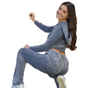 New in Stock Hooded Long Sleeve Crop Top Legging Sexy Hollow Out Two Piece Women <b>Set</b> Autumn Casual Skinny <b>Knitting</b> Plain Dyed - Product Image 3