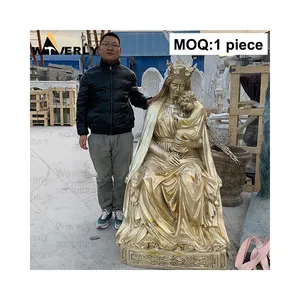 Waverly Wholesale Religious Catholic Statue Vierge Marie Bronze Sitting Mother Virgin Mary And Baby Jesus Statue Sculpture
