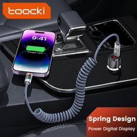 Câble d'alimentation numérique Toocki PD 20W à ressort pour iPhone, affichage transparent, 480 Mbps, cordon de charge rétractable pour les voyages