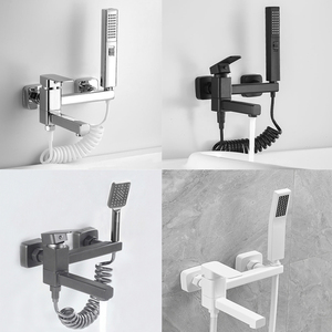 Латунный черный настенный смеситель для ванной - Product Image 2
