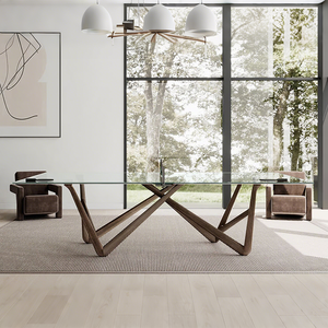 Table de ping-pong moderne de luxe pour intérieur, en verre trempé, avec pieds en bois de frêne massif, 274 cm, prête pour les tournois, multi-usages - Product Image 3