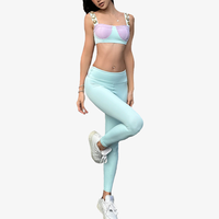 Ensemble 2 pièces de soutien-gorge de yoga et leggings grande taille à blocs de couleur, tenue de sport respirante en polyester/nylon pour femme