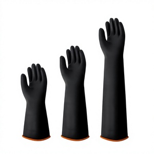 Gants de travail industriels en caoutchouc imperméables de haute qualité, noirs, avec poignet élastique, 12 pouces, sans poudre, pour la protection des mains et des bras, OEM - Product Image 2