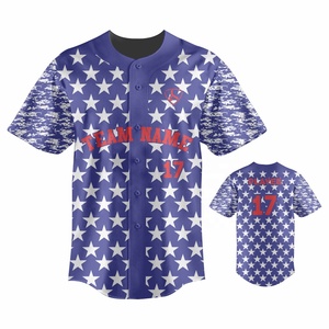 Maillot de baseball personnalisé pour homme, manches courtes, imprimé drapeau sublimé, nom de l'équipe, 17, vêtements de sport respirants en polyester, toutes saisons - Product Image 5