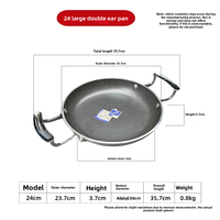 Wajan Besi Cor Aluminium Wei Yi Double-Ear, Dasar Rata, Anti Lengket, Ukuran Besar, Khusus untuk Menggoreng Roti dan Pancake