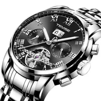 Jam Tangan Otomatis Tevise 9005 Big Skeleton Mewah Tourbillon Pria Berlian Fashion Baja Tahan Karat Mekanik Otomatis