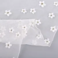 폴리 에스터 메쉬 그물 장식품 3d 꽃 레이스 얇은 명주 소녀 드레스 SP-2119