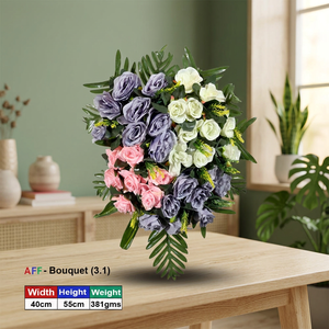 Ramo de Rosas Artificiales Mixtas con Follaje Verde para Decoración del Hogar, Bodas y Eventos - Product Image 2