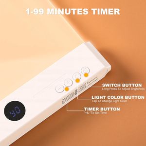 <b>Rechargeable</b> Flat Book <b>Light</b> With Timer Touch Control Led Reading <b>Light</b> For <b>Night</b> Use 3 Color Modes White Acrylic Shade - Product Image 5