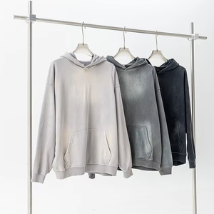 Yingling logotipo personalizado estampado Oversize 370g sudaderas con capucha lavado ácido hombres Stone Wash Sudadera con capucha sudadera serigrafiada sudadera - Product Image 1