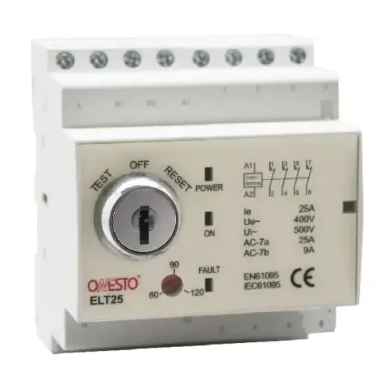 Commutateur de Test d'urgence de haute qualité 230V AC interrupteur de Test de décharge d'éclairage de secours 25A interrupteur de Test de Rail Din