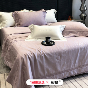 1688 120S Tencel Cotton Satin Jacquard Quilt Set 4 Pieces Cooling European Style Summer Bedding - Product Image 3