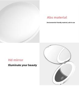 LED akıllı dokunmatik ekran işıklı kompakt ayna 5X büyüteç taşınabilir aynalar cep katlanır makyaj makyaj masası aynası özel Logo - Product Image 6