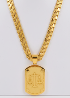 Nouveau Design Tendance Collier Pendentif Breloque Élégant en Laiton Plaqué Or 24K avec Chaîne Cubaine Géométrique et Breloque Équilibre, Bijou Unisexe, Cadeau