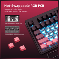 Teclado Mecánico Inalámbrico Zornher 95% Rosa ZH980 con Teclado Numérico, Interruptores Sakura de Sonido Fuerte, Teclas PBT Iluminadas, Tamaño Completo