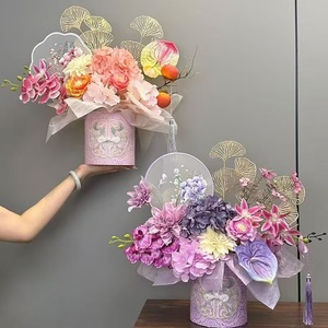 Staubblau mit Spitze verzierte, schwebende Schleifen-Oster-Ei-Blumenarrangement-Geschenkverpackungsbox - Product Image 5