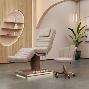 Mesa de Masaje Cosmética con Base Dorada y Control de Pie, Cama Eléctrica Curva para Tratamientos Faciales, Spa, Belleza y Tatuajes - Product Image 2