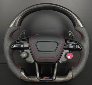 Volante de Carreras Personalizado de Fibra de Carbono y Cuero con Palancas de Cambio Cosidas para <span class=keywords><strong>Audi</strong></span> A3/A4/A6 - Product Image 1