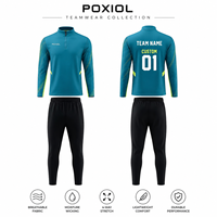 Hauts d'entraînement de football personnalisés à col zippé sublimés, pantalons longs mi-lourds pour clubs et académies, commandes en gros, ajustement durable et personnalisé