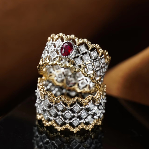 Phong Cách Ý 18K Vàng Vàng Tự Nhiên Pigeon Blood <span class=keywords><strong>Ruby</strong></span> & Kim Cương Tự Nhiên Nhẫn-Cao cấp Thủ Công Hình Bầu Dục Hình Ladies 'Đồ Trang Sức - Product Image 1