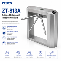 Torniquete Trípode Octagonal Zento ZT-813A de Acero Inoxidable 304, 30/Min Bidireccional, Puerta de Control de Acceso con Certificación CE IP54