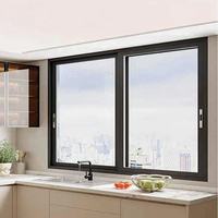 Fenêtre coulissante moderne en aluminium sur mesure avec grille et moustiquaire
