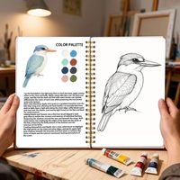 Carnet de peinture aquarelle BviewArt pour débutants – Cahier d'exercices guidé, 12 motifs, papier épais 250 g/m², peinture relaxante et facile