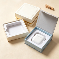 Boîte à rabat magnétique en forme de livre en carton rigide écologique, boîte d'emballage personnalisée de luxe pour écouteurs, petits produits électroniques