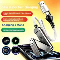 Kabel Pengisian Daya Ultra Cepat 2-in-1 Lipat dengan Dudukan Multi Sudut yang Dapat Disesuaikan 65W Desain Lipat Tiga Tipe-C