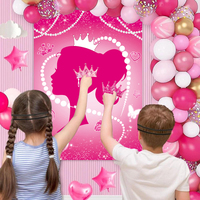Grenzüberschreitendes Rosa Cartoon-Prinzessinnen-Themen Valentinstag Geburtstagsparty Dekorations-Poster Kinder-Augenbinden-Spielset Fröhlich