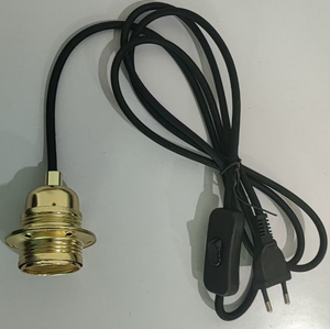 Đôi Vòng E27 kim loại giữ đèn trong nhà ánh sáng mặt dây chuyền với dây vải & EU cắm DIY vít phong cách chuyển đổi quyền lực - Product Image 1