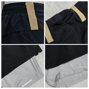Pantalones Cortos Deportivos Personalizados con Logotipo para Hombre, 2 en <span class=keywords><strong>1</strong></span>, Transpirables, Secado Rápido, con Cremalleras, Bolsillo Trasero para Teléfono, Pantalones Cortos Deportivos para Hombre - Product Image 2