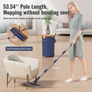 Homettler AMZ Mop Piatto e Secchio per Pulizia Pavimenti con Separazione Sporco-Pulito, in Microfibra, con Ricambio Panno Mop e Strizzatore Automatico, ad Alto Rendimento - Product Image 5