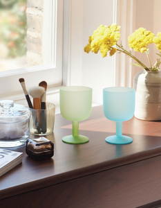 Verre à pied haut et large, vintage, anti-fuite, pour desserts, boissons, café, whisky, cocktails, dégradé de couleurs, givré, à pied court - Product Image 4