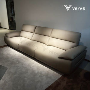 Canapé inclinable électrique extensible en cuir véritable trois places de style mi-moderne Jiangxi sur mesure avec télécommande - Luxe - Product Image 2