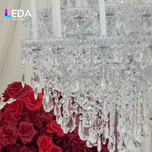 LEDA Chandelier en cristal transparent de haute qualité pour mariage et maison, centre de table, prismes suspendus, porte-bougie en cristal pour événements à domicile - Product Image 2