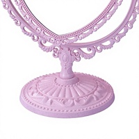 Miroir cosmétique classique vintage en forme de cœur, double face, ovale, avec bordure en dentelle plastique