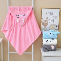 Ensemble de serviettes de bain pour enfants, serviettes en polaire corail à capuche pour nouveau-nés, couverture, serviette de bain à capuche pour bébé nouveau-né 80x80cm