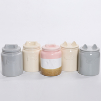 BESTCERA Pot à friandises pour chien en céramique écologique personnalisé, élégant et arrondi, pour le stockage des aliments pour animaux de compagnie, utilisation en intérieur, biscuits
