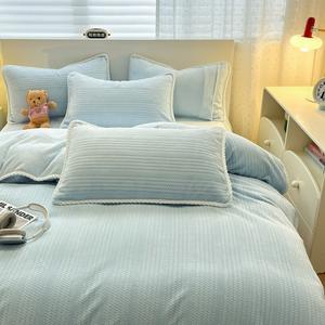 4 pezzi <span class=keywords><strong>copripiumino</strong></span> in pile di corallo <span class=keywords><strong>copripiumino</strong></span> con biancheria da letto in velluto biadesivo in <span class=keywords><strong>flanella</strong></span> di pile - Product Image 2