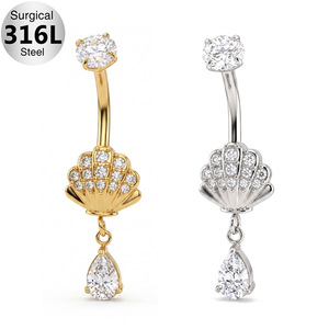 Offerta Speciale: <span class=keywords><strong>Piercing</strong></span> all'<span class=keywords><strong>Ombelico</strong></span> in <span class=keywords><strong>Acciaio</strong></span> <span class=keywords><strong>Chirurgico</strong></span> 316L per Donne, Sexy Gioielli Estivi da Spiaggia con Zirconi, Fiori e Farfalle - Product Image 3