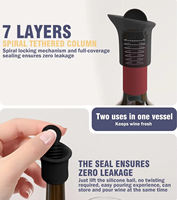Nouveau design personnalisable, bouchon de bouteille de vin en silicone de qualité alimentaire réutilisable, bec verseur en V, écologique, respirant, pour le stockage