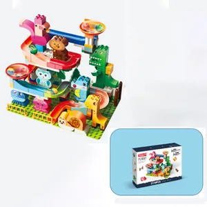 Hot Selling Children Diy Educational Puzzle Toys Abs Building Block Set Toy Animal Party Sliding Construction Block Set
