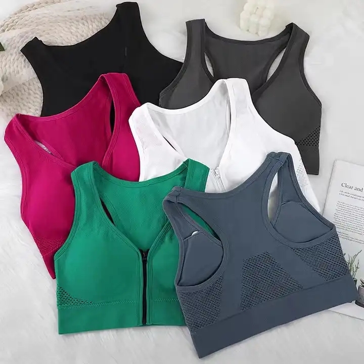 Breathable Yoga Bralette Wireless Sports Front Zipper Sling Deep v No Steel Ring Bra Chest Wrap Seamless Tops Tube Bra