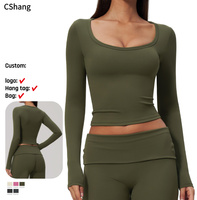 T-shirt de sport personnalisé avec logo pour femme, haut court de yoga à manches longues, vêtements de sport pour femme