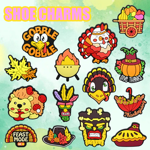 Prodotti all'ingrosso alla rinfusa scarpe del ringraziamento decorazioni di scarpe di fiori pantofole accessori scarpe cartoni animati Custom ciondoli scarpe - Product Image 2