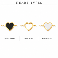 Bracelet tendance en acier inoxydable doré avec cœur, bijoux noir et blanc pour cadeau unisexe